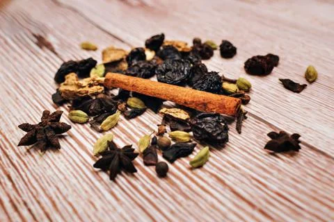 The process of making mulled wine at home in the kitchen. example of how a ho Stock Photos