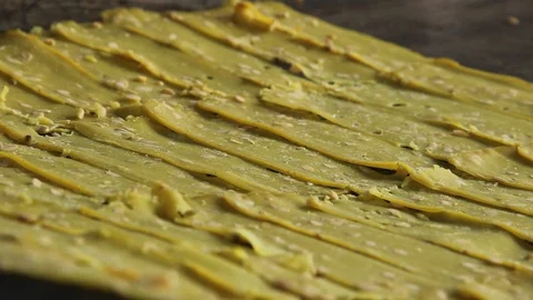 The process of making peanut crackers. Stock Footage 128791651