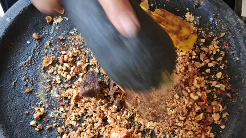 The process of making pecel typical of Java Stock Footage 112765812