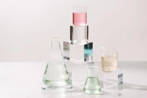 Process of making perfumes.  Laboratory experiment ingredient extract for nat Stock Photos