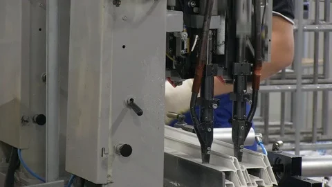 The process of making plastic windows and doors Stock Footage 103373166