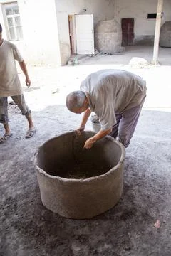 Process of making pots in outdoor 写真素材