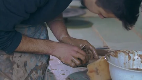 Process of making pottery. 4 K 스톡 동영상 83647585