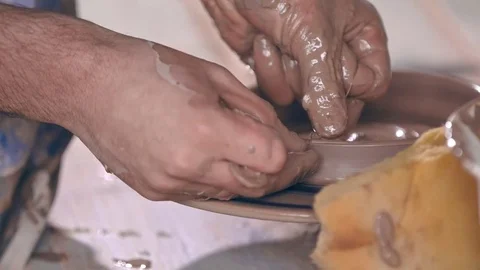 Process of making pottery. Shot on Ursa Mini Pro Camera in 4K (UHD). Stock Footage 84179951