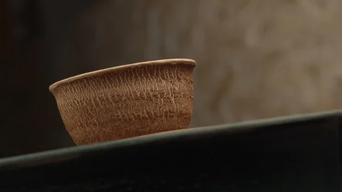 The process of making pottery. Work on the potter's wheel. Pottery close up Stock Footage 101235641