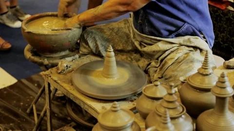 Process of making  pottery,Thai art Stock Footage 226582101