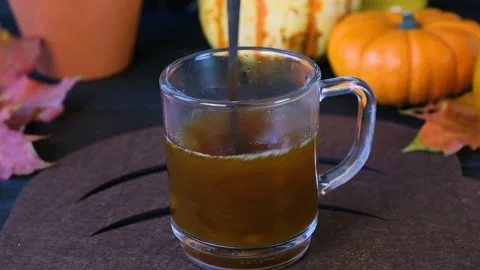 Process of making pumpkin latte Stock Footage 249108831