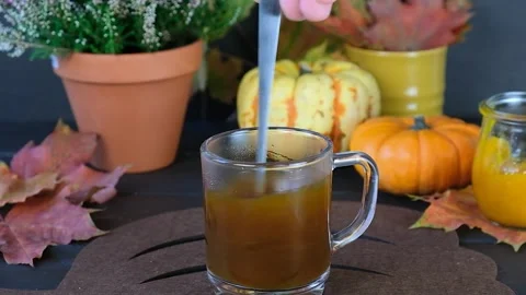 Process of making pumpkin latte Stock Footage 249108833