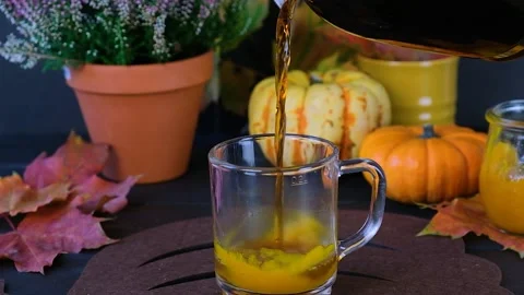 Process of making pumpkin latte Stock Footage 249108841