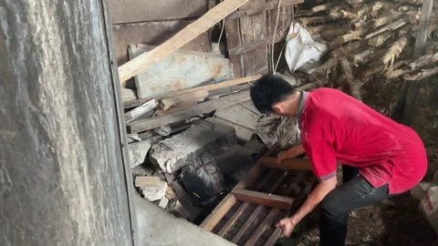 The process of making red noodles, a traditional Indonesian food Video stock 291279127