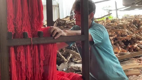 The process of making red noodles, a traditional Indonesian food Video stock 291279161