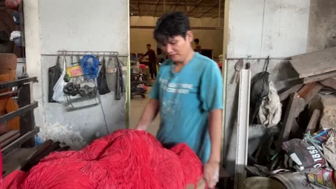 The process of making red noodles, a traditional Indonesian food Video stock 291279162