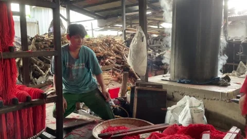 The process of making red noodles, a traditional Indonesian food Video stock 291279176