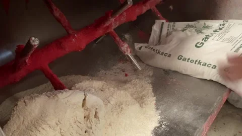 The process of making red noodles, a traditional Indonesian food Video stock 291279200