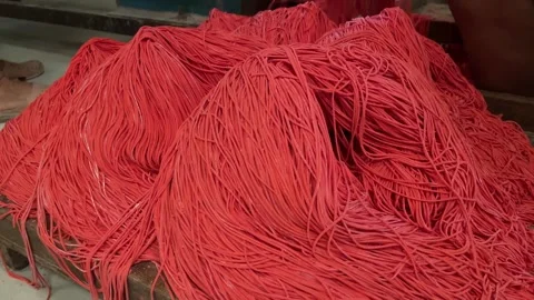 The process of making red noodles, a traditional Indonesian food Video stock 291279217