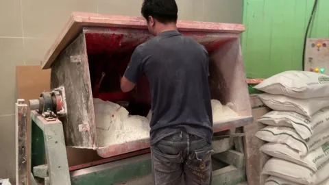 The process of making red noodles, a traditional Indonesian food Video stock 291279248