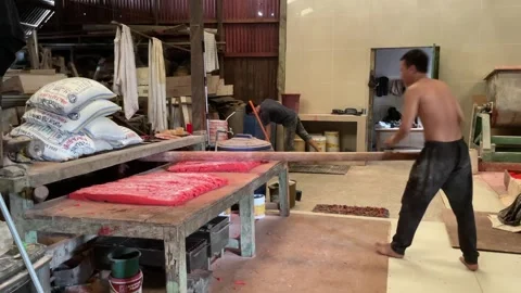 The process of making red noodles, a traditional Indonesian food Video stock 291279353