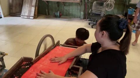 The process of making red noodles, a traditional Indonesian food Video stock 291279364