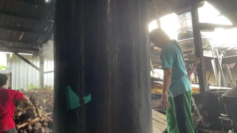 The process of making red noodles, a traditional Indonesian food Video stock 291279441