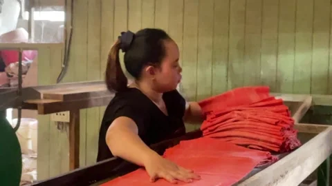 The process of making red noodles, a traditional Indonesian food Video stock 291279446