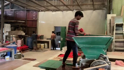 The process of making red noodles, a traditional Indonesian food Video stock 291279471