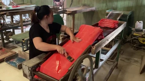 The process of making red noodles, a traditional Indonesian food Video stock 291279478