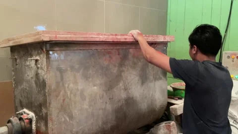 The process of making red noodles, a traditional Indonesian food Stock Footage 291279518