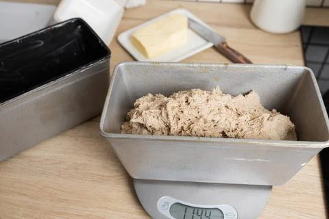 The process of making rye bread. The dough on the Stock Photos