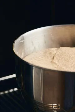 The process of making rye bread. Dough on rye Stock Photos