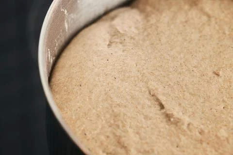 The process of making rye bread. Dough on rye Stock Photos