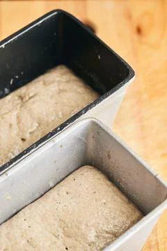 The process of making rye bread. The dough on the Stock Photos