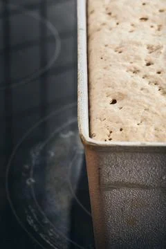 The process of making rye bread. The dough on the Stock Photos
