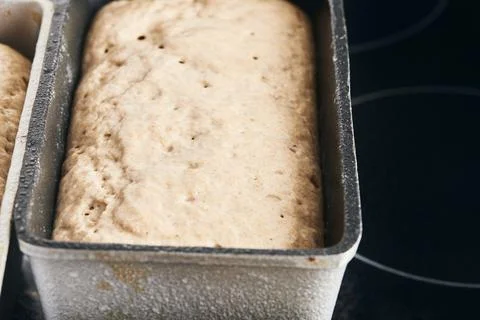 The process of making rye bread. The dough on the Stock Photos