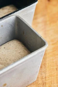 The process of making rye bread. The dough on the Stock Photos