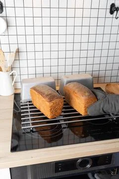 The process of making rye bread. The finished Stock Photos