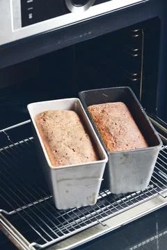 The process of making rye bread. The finished Stock Photos