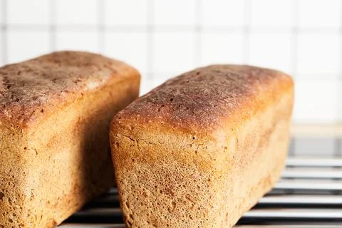 The process of making rye bread. The finished Stock Photos