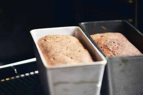 The process of making rye bread. The finished Stock Photos