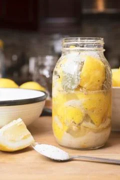 Process for making salted preserved lemons Stock Photos