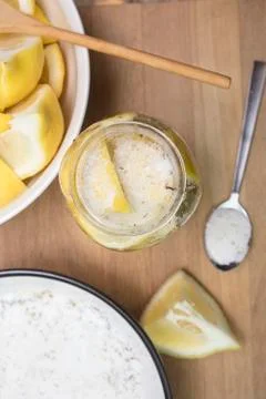 Process for making salted preserved lemons Stock Photos