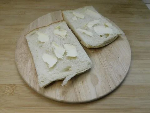 The process of making a sandwich with ham, cheese and egg Stock Photos