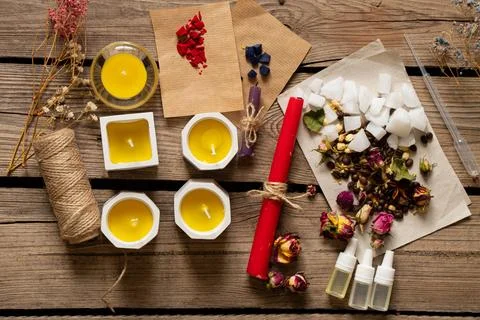 The process of making scented candles at home, make candles Stock Photos