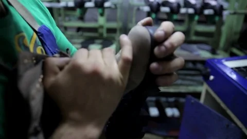 The process of making shoes Stock Footage 76360038