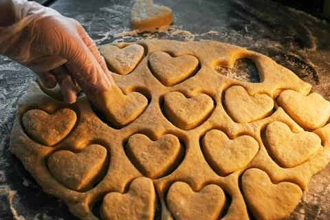 The process of making shortbread cookies from dough Stock Photos