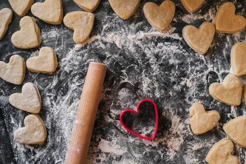 The process of making shortbread cookies from dough Stock Photos