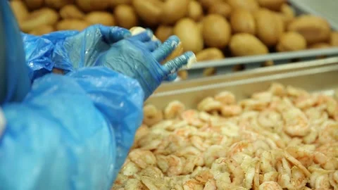 The process of making shrimp bread at Emirates Flight Catering's Vidéo 133185388