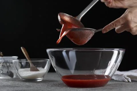 Process of making strawberry jam 스톡 사진