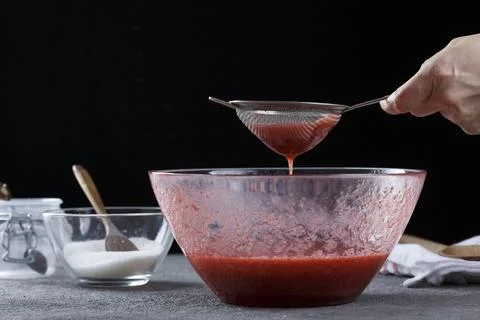 Process of making strawberry jam 写真素材