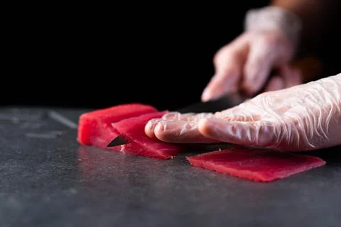 The process of making sushi by the chef 스톡 사진