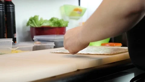 Process of making sushi rolls Stock Footage 84689284